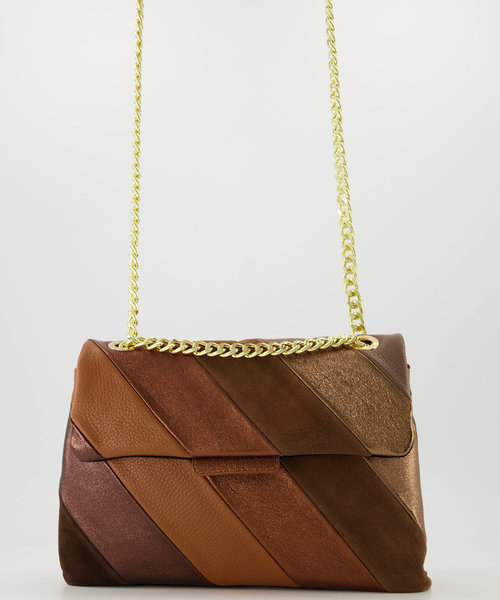 Rainbow Jumbo - Classic Grain/Metallic/Suede - Crossbody bags - Brown/Taupe -  - Gold