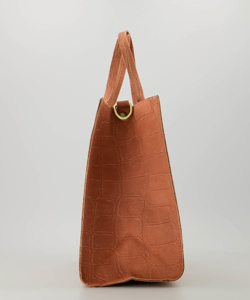 Natalie - Croco - Handtassen - Roze - Clay 62 - Bronskleurig