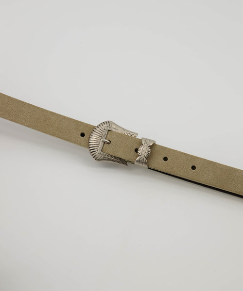 Fler Dolce - Suede - Riemen met gesp - Beige - Zand 04 - Zilverkleurig