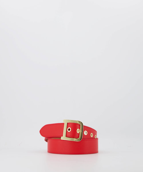 Diane - Classic Grain - Riemen met gesp - Rood - T1644 - Goudkleurig