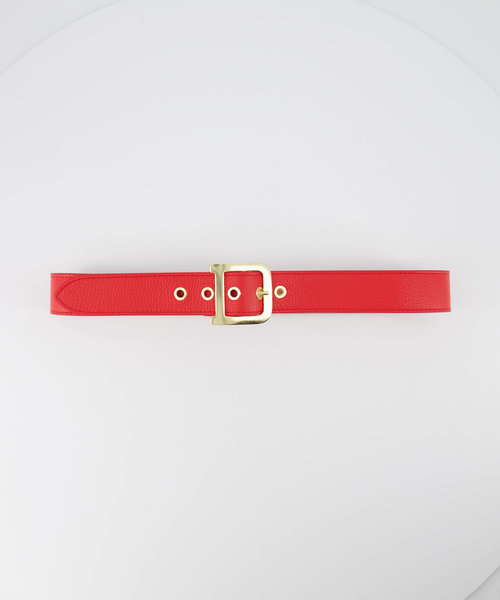 Diane - Classic Grain - Riemen met gesp - Rood - T1644 - Goudkleurig