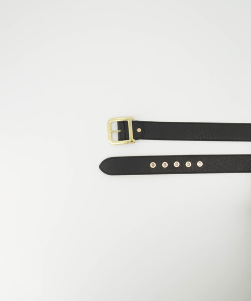 Diane - Classic Grain - Riemen met gesp - Zwart - D28 - Goudkleurig