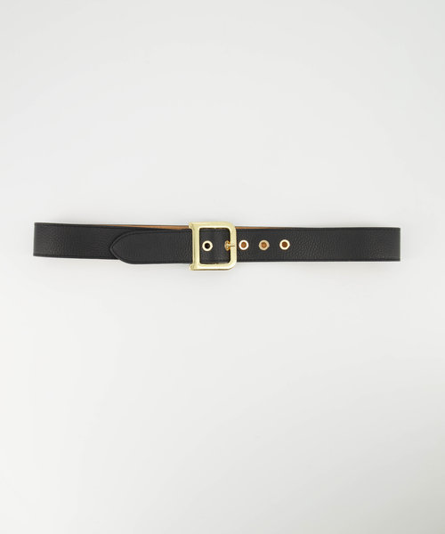 Diane - Classic Grain - Riemen met gesp - Zwart - D28 - Goudkleurig