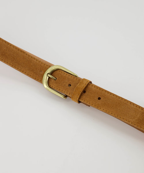 Basic Riem 3 cm - Suede - Riemen met gesp - Bruin - Cognac 06 - Bronskleurig