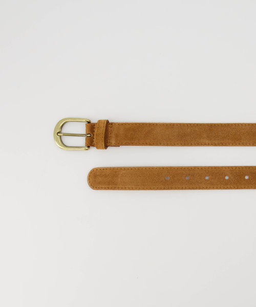 Basic Riem 3 cm - Suede - Riemen met gesp - Bruin - Cognac 06 - Bronskleurig