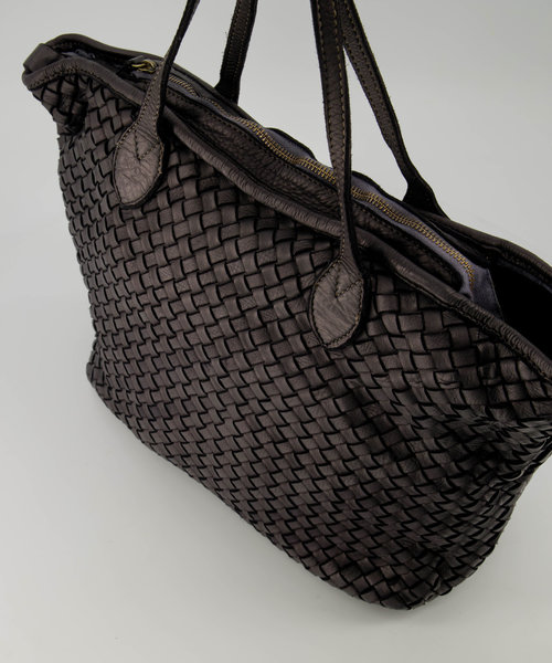 Jenna - Washed - Schoudertassen - Zwart -  - Bronskleurig