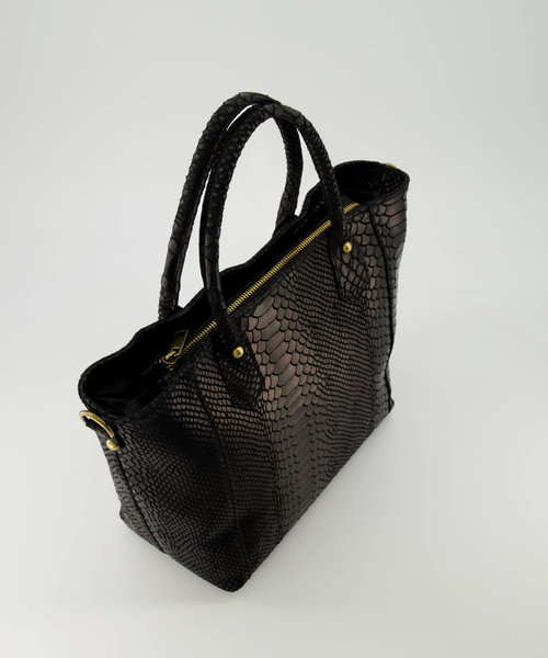 Indira - Snake - Hand bags - Black - 23 - Bronze