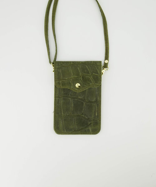 Pona - Croco - Crossbody bags - Green - 29 - Gold