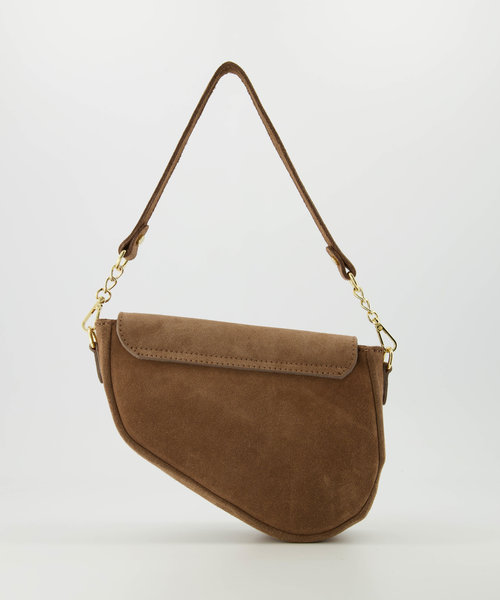 Gigi - Suede - Crossbodytassen - Taupe - 24 - Goudkleurig