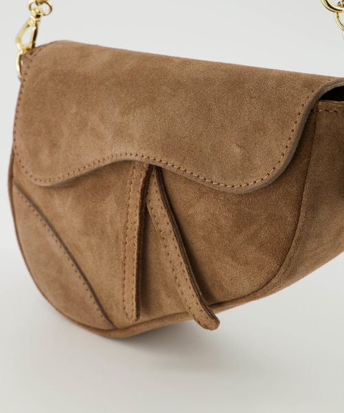 Gigi - Suede - Crossbodytassen - Taupe - 24 - Goudkleurig