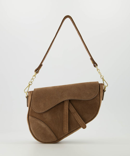 Gigi - Suede - Crossbody bags - Taupe - 24 - Gold