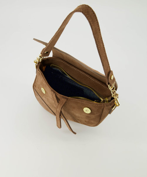 Gigi - Suede - Crossbodytassen - Taupe - 24 - Goudkleurig