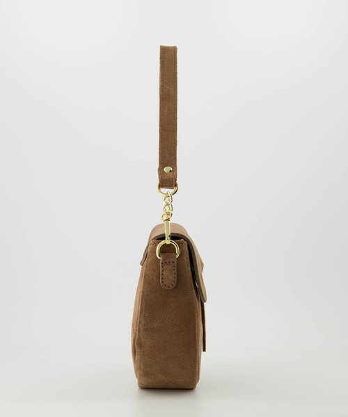 Gigi - Suede - Crossbodytassen - Taupe - 24 - Goudkleurig