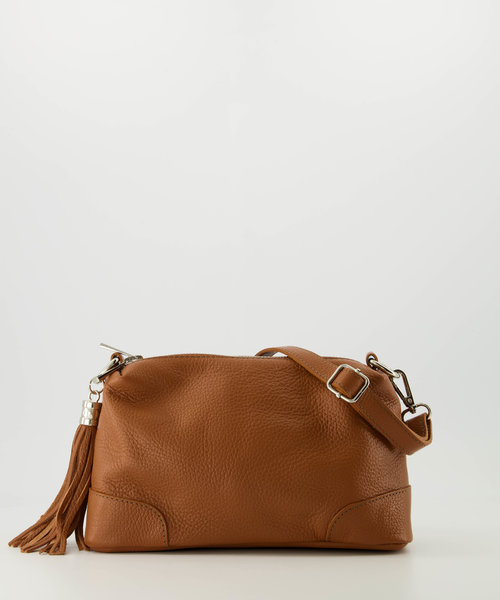 Annabelle - Classic Grain - Crossbodytassen - Bruin - Cognac - Zilverkleurig