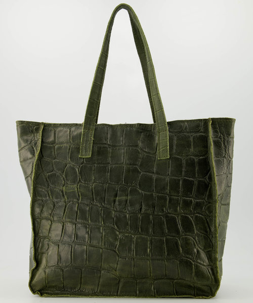 Cleo - Croco - Hand bags - Green - 29 - Bronze