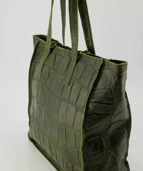 Cleo - Croco - Hand bags - Green - 29 - Bronze