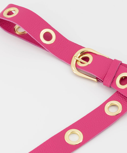 Julie - Classic Grain - Riemen met gesp - Roze - Fuchsia T2330 - Goudkleurig