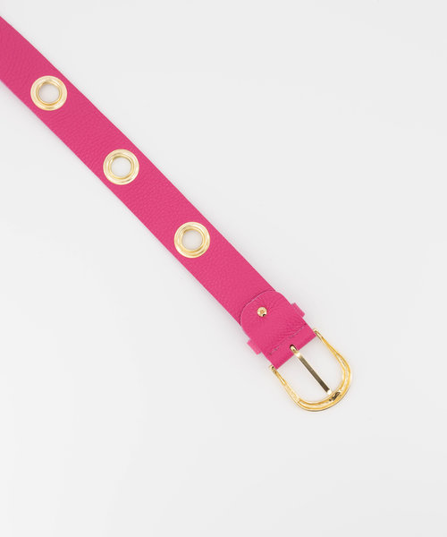 Julie - Classic Grain - Riemen met gesp - Roze - Fuchsia T2330 - Goudkleurig