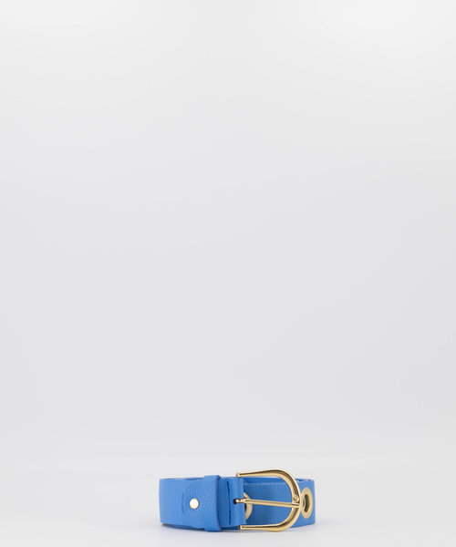 Julie - Classic Grain - Riemen met gesp - Blauw - Lapisblauw T4139 - Goudkleurig