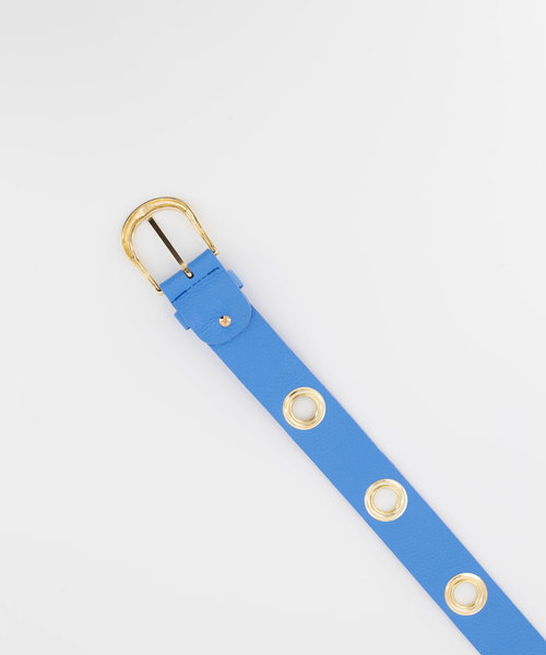 Julie - Classic Grain - Riemen met gesp - Blauw - Lapisblauw T4139 - Goudkleurig