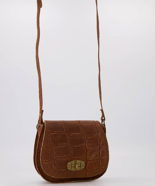 Mees - Croco - Crossbody bags - Brown - Cognac 06 - Bronze