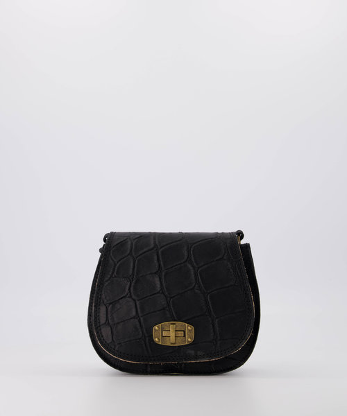 Mees - Croco - Crossbody bags - Black - 23 - Bronze