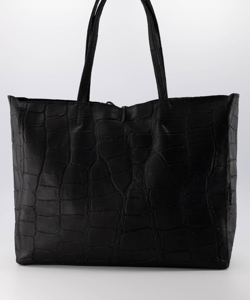 Nola - Croco - Shoulder bags - Black - 23 - Bronze