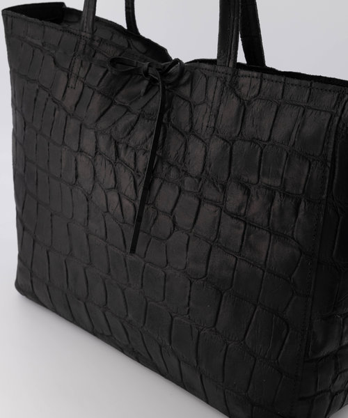 Nola - Croco - Shoulder bags - Black - 23 - Bronze