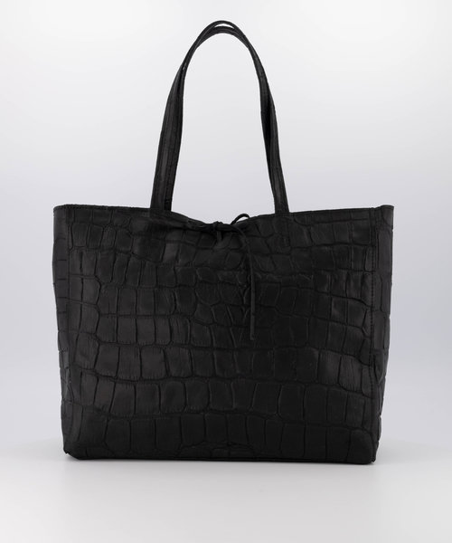 Nola - Croco - Shoulder bags - Black - 23 - Bronze