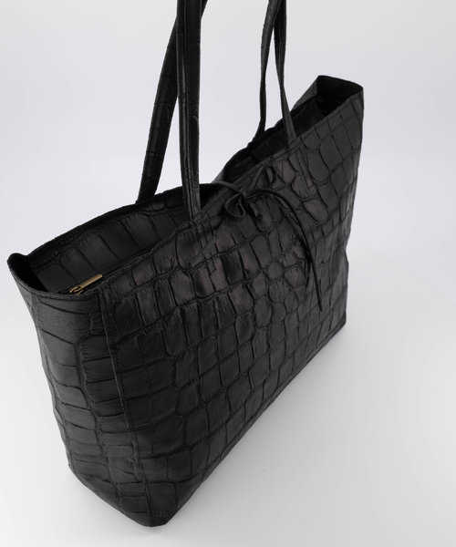 Nola - Croco - Shoulder bags - Black - 23 - Bronze