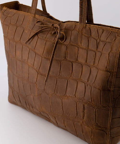 Nola - Croco - Shoulder bags - Brown - Cognac 06 - Bronze