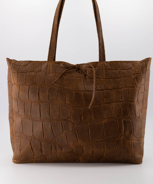 Nola - Croco - Shoulder bags - Brown - Cognac 06 - Bronze