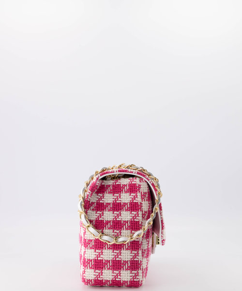 Audrey Medium - Tweed - Crossbody bags - Pink - Fuchsia/wit - Gold