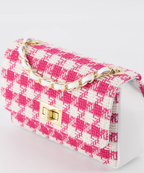 Audrey Klein - Tweed - Crossbody bags - Pink - Fuchsia/wit - Gold