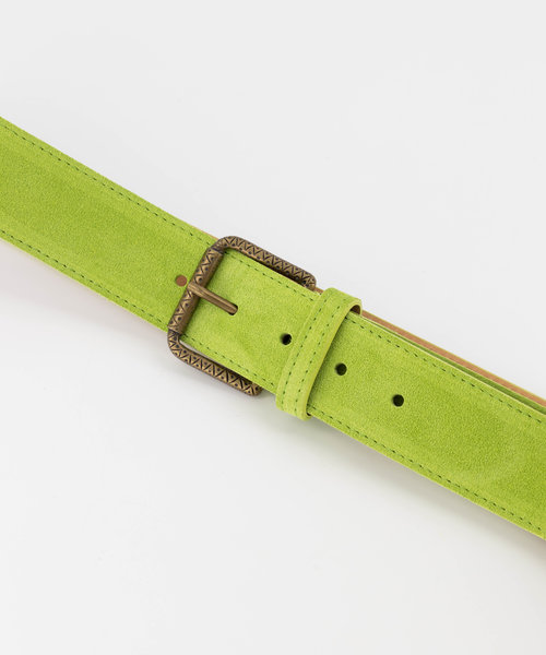 Nienke - Suede - Riemen met gesp - Groen - A259 - Bronskleurig