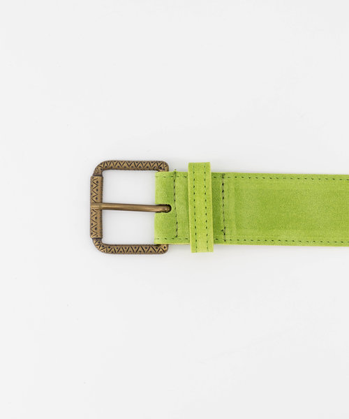 Nienke - Suede - Riemen met gesp - Groen - A259 - Bronskleurig