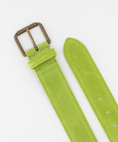 Nienke - Suede - Riemen met gesp - Groen - A259 - Bronskleurig