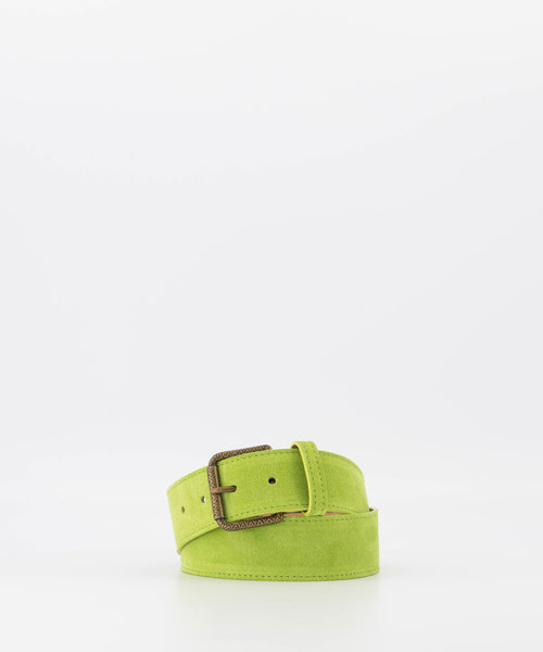 Nienke - Suede - Riemen met gesp - Groen - A259 - Bronskleurig