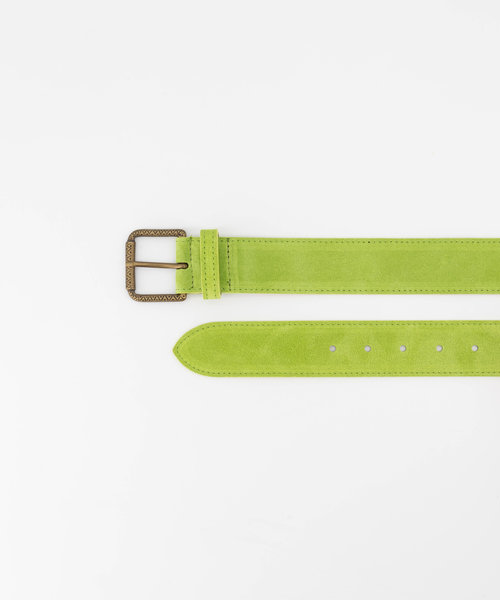 Nienke - Suede - Riemen met gesp - Groen - A259 - Bronskleurig