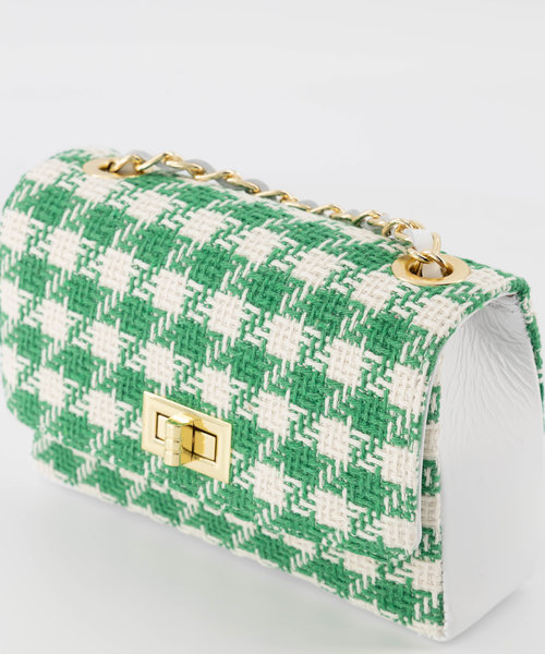 Audrey Klein - Tweed - Crossbody bags - Green - Groen/wit - Gold