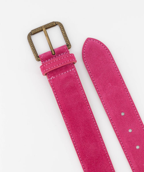 Nienke - Suede - Riemen met gesp - Roze - Fuchsia 16 - Bronskleurig