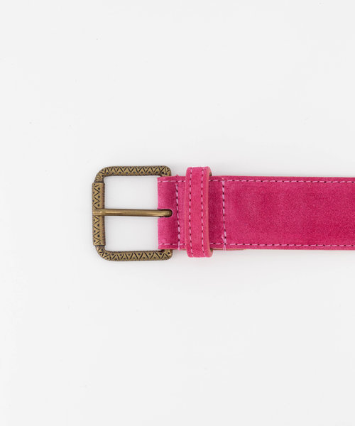 Nienke - Suede - Riemen met gesp - Roze - Fuchsia 16 - Bronskleurig