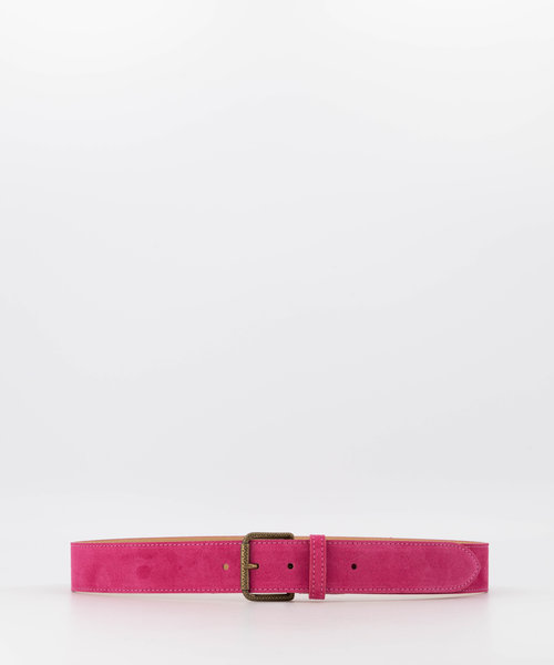 Nienke - Suede - Riemen met gesp - Roze - Fuchsia 16 - Bronskleurig