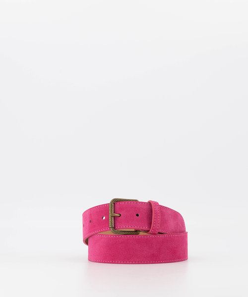 Nienke - Suede - Riemen met gesp - Roze - Fuchsia 16 - Bronskleurig