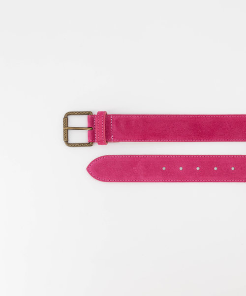 Nienke - Suede - Riemen met gesp - Roze - Fuchsia 16 - Bronskleurig