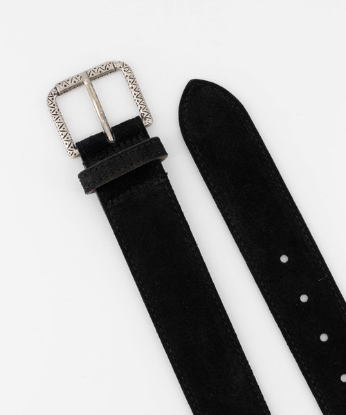 Nienke - Suede - Riemen met gesp - Zwart - 23 - Zilverkleurig