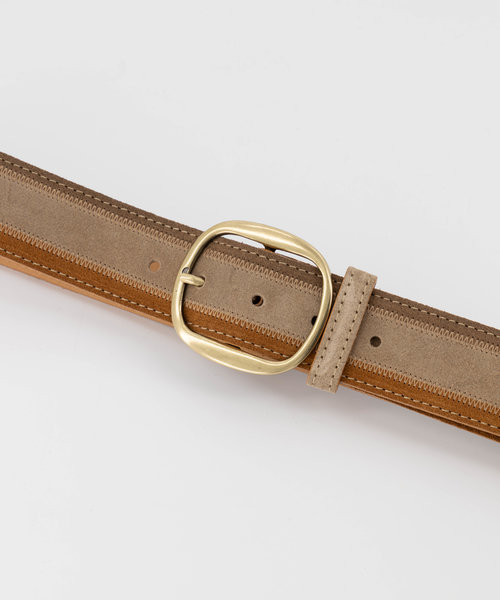 Louise - Suede - Riemen met gesp - Bruin -  - Goudkleurig