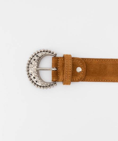 Esmeralda - Suede - Riemen met gesp - Bruin - Cognac 06 - Zilverkleurig