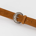 Esmeralda - Suede - Riemen met gesp - Bruin - Cognac 06 - Zilverkleurig