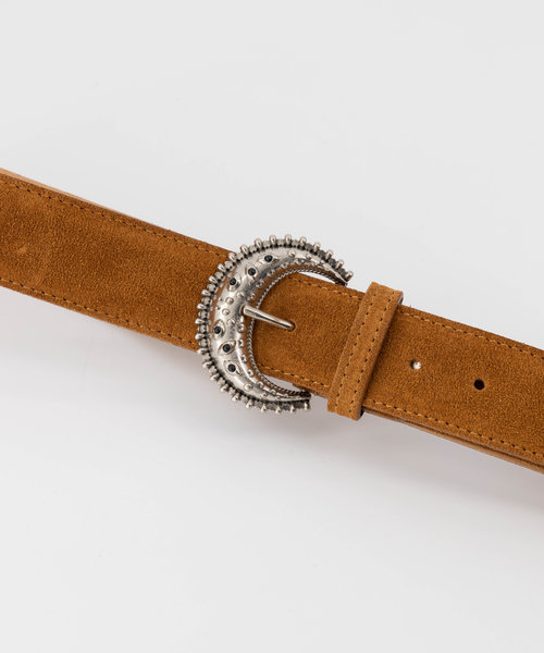 Esmeralda - Suede - Riemen met gesp - Bruin - Cognac 06 - Zilverkleurig